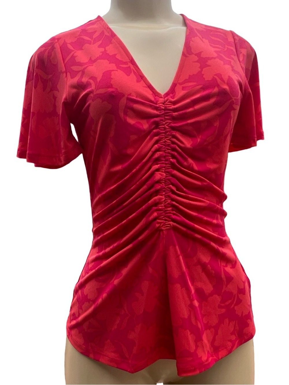 NWT $88 Michael Michael Kors Ruched Flutter Sleeve Top XS